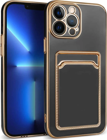 Apple iPhone 12 Pro Max Kılıf Mnc Bark Kartlıklı Kapak-Siyah ürün görseli 1