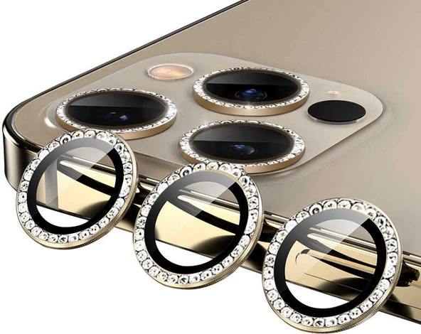 iPhone 12 Pro Max Uyumlu Mnc Cl-06 Kamera Lens Koruyucu-Gold ürün görseli 1