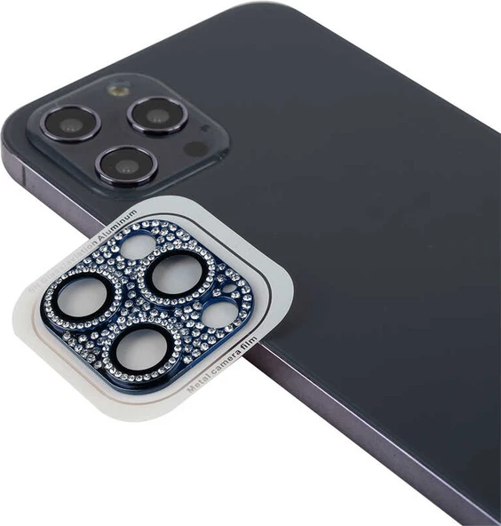 iPhone 13 Pro Max Uyumlu Mnc Cl-08 Kamera Lens Koruyucu-Mavi ürün görseli 1