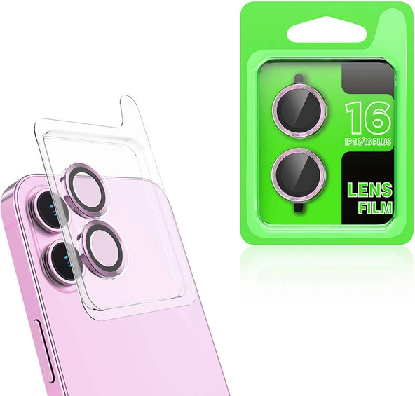 Apple iPhone 16 Mnc Cl-07 Kamera Lens Koruyucu-Pembe ürün görseli 1