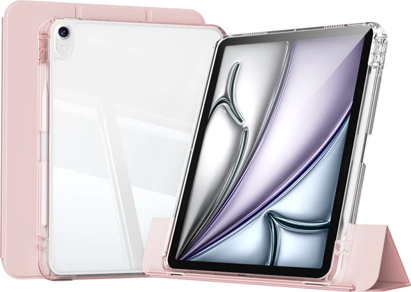 iPad Air 11 2025 M3 Kılıf Magnetik Ayrılabilen Airbagli Mnc Sliding Tablet Kılıfı - Pembe Açık ürün görseli 1