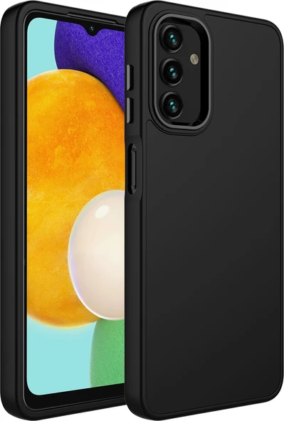 Galaxy A04S Kılıf Metal Çerçeve ve Buton Tasarımlı Silikon Mnc Luna Kapak-Siyah ürün görseli 1