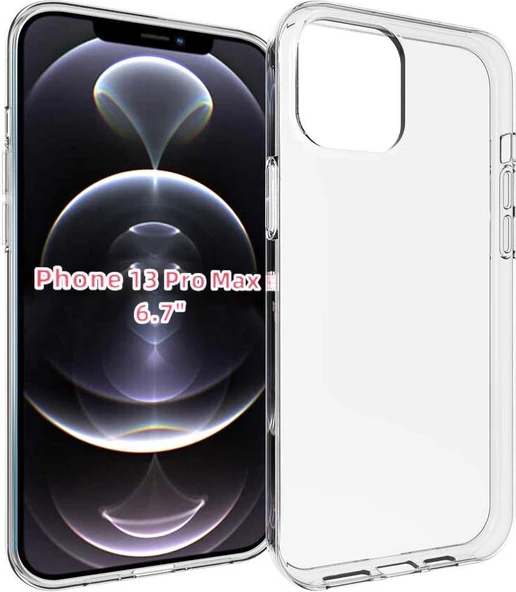 iPhone 13 Pro Max Kılıf Mnc Süper Silikon Kapak-Renksiz ürün görseli 1