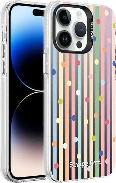 Apple iPhone 14 Pro Kılıf Desenli Mnc Silver Sert Kapak-Noktalar ürün görseli 1