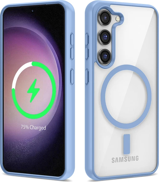 Galaxy S22 Kılıf Magsafe Wireless Şarj Özellikli Silikon Mnc Ege Kapak-Mavi ürün görseli 1
