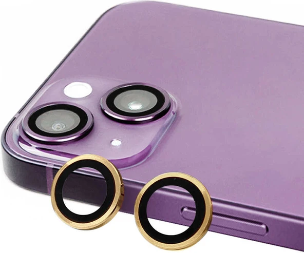 iPhone 14 Plus Uyumlu Mnc Cl-07 Kamera Lens Koruyucu-Gold ürün görseli 1