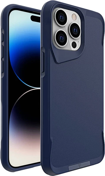 Apple iPhone 15 Pro Max Kılıf Mnc Airbag Kenarlı T-Max Mat Standlı Kapak-Lacivert ürün görseli 1