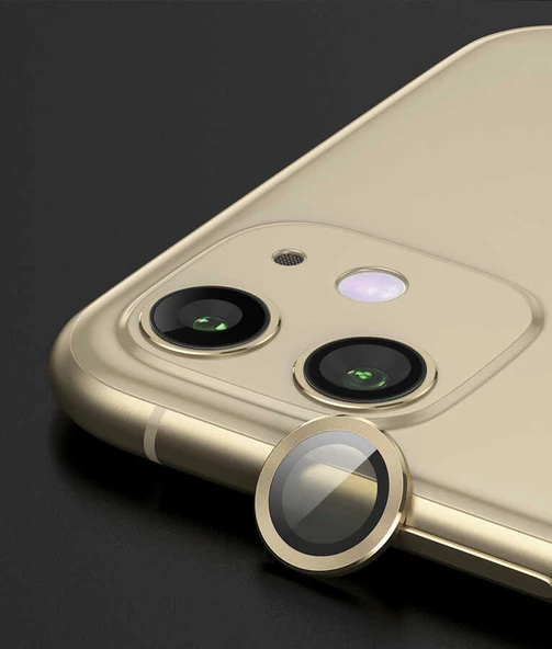 iPhone 12 Uyumlu Mnc Cl-07 Kamera Lens Koruyucu-Gold ürün görseli 1