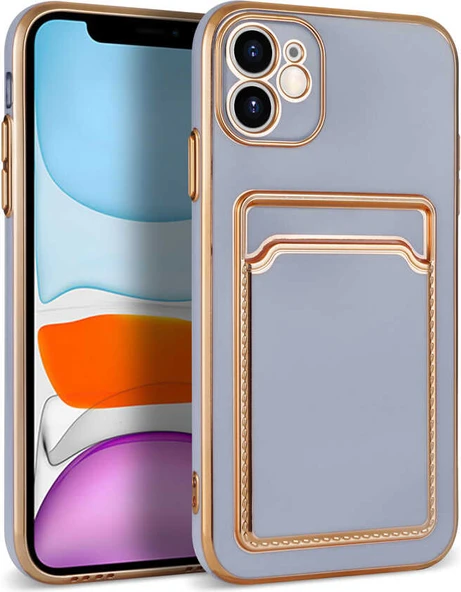 Apple iPhone 11 Kılıf Mnc Bark Kartlıklı Kapak-Lila ürün görseli 1