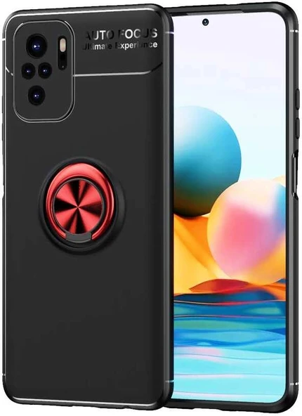Xiaomi Redmi Note 10 Kılıf Mnc Ravel Silikon Kapak-Siyah-Kırmızı ürün görseli 1
