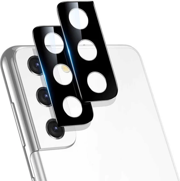 Galaxy S21 Uyumlu Mnc Kamera Lens Koruyucu Cam Filmi-Siyah ürün görseli 1