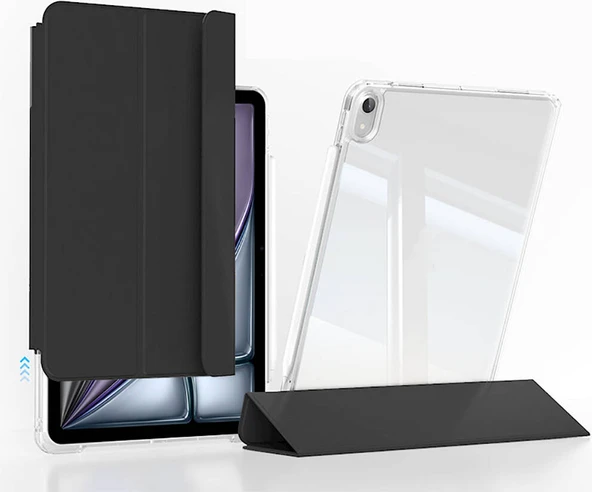 ​apple iPad Air 13 2024 Kılıf Magnetik Ayrılabilen Airbagli Uyumlu Mnc Sliding Tablet Kılıfı-Siyah ürün görseli 1