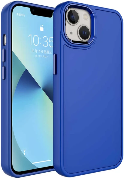 Apple iPhone 14 Plus Kılıf Metal Çerçeve ve Buton Tasarımlı Sert Mnc Botox Kapak-Lacivert ürün görseli 1