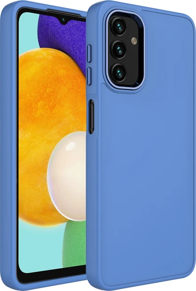 Galaxy A04 Kılıf Metal Çerçeve ve Buton Tasarımlı Silikon Mnc Luna Kapak-Lavendery Gray ürün görseli 1