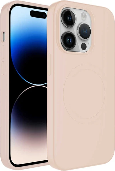 Apple iPhone 11 Pro Kılıf Magsafe Wireless Şarj Özellikli Pastel Renk Silikon Mnc Plas Kapak-Pembe Açık ürün görseli 1