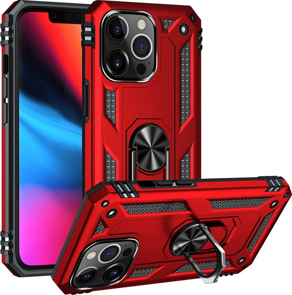 iPhone 13 Pro Max Kılıf Mnc Vega Kapak-Kırmızı ürün görseli 1