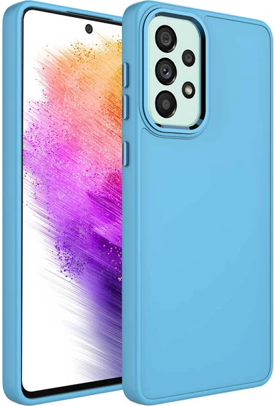 Galaxy A33 5g Kılıf Metal Çerçeve ve Buton Tasarımlı Silikon Mnc Luna Kapak-Sierra Mavi ürün görseli 1