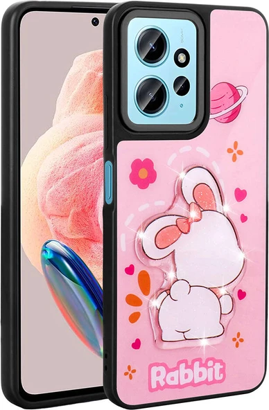 Xiaomi Redmi Note 12 4g Kılıf Parlayan Kabartmalı Ikonik Figürlü Mnc Amas Silikon Kapak-Pembe ürün görseli 1