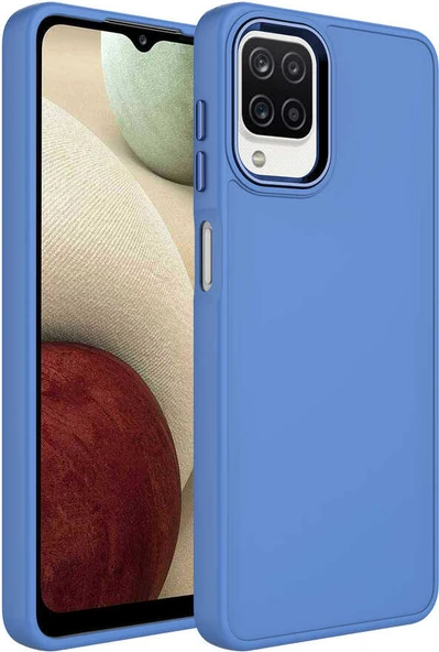Galaxy M12 Kılıf Metal Çerçeve ve Buton Tasarımlı Silikon Mnc Luna Kapak-Lavendery Gray ürün görseli 1
