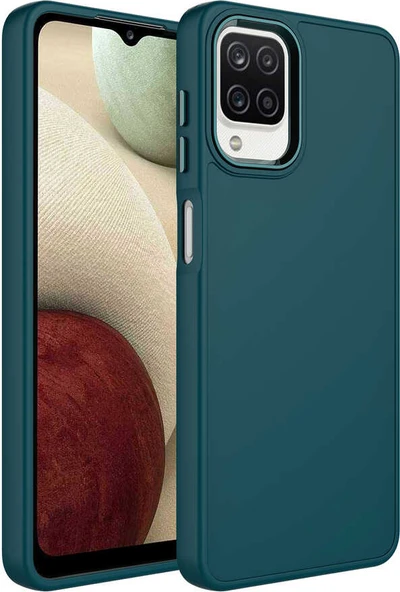 Galaxy M12 Kılıf Metal Çerçeve ve Buton Tasarımlı Silikon Mnc Luna Kapak-Koyu Yeşil ürün görseli 1