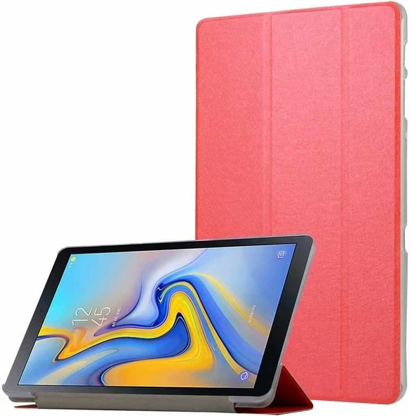 Galaxy Tab A T590  Uyumlu Mnc Smart Cover Standlı 1-1 Kılıf-Kırmızı ürün görseli 1