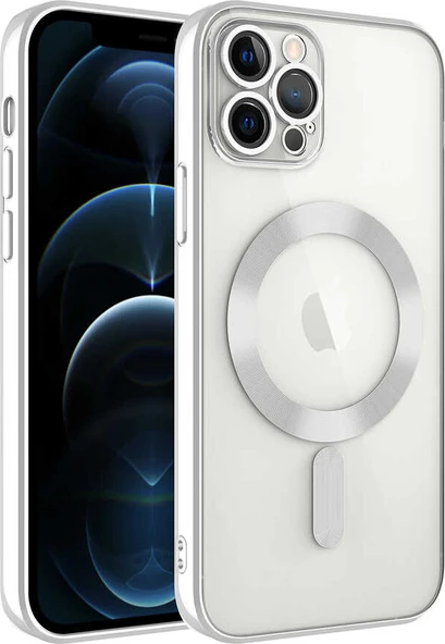 Apple iPhone 11 Pro Kılıf Kamera Korumalı Magsafe Wireless Şarj Özellikli Mnc Demre Kapak-Gümüş ürün görseli 1