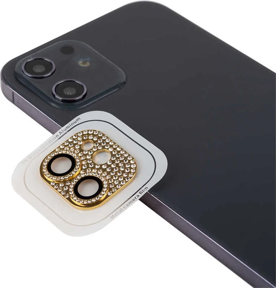 iPhone 12 Uyumlu Mnc Cl-08 Kamera Lens Koruyucu-Gold ürün görseli 1