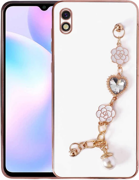 Xiaomi Redmi 9A Kılıf El Tutamaçlı Kamera Korumalı Mnc Taka Silikon Kapak-Beyaz ürün görseli 1