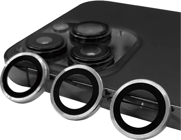 iPhone 15 Pro Uyumlu Mnc Cl-07 Kamera Lens Koruyucu-Gümüş ürün görseli 1