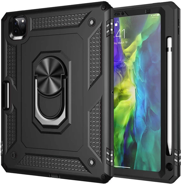 iPad Pro 11 2021 (3.nesil) - Uyumlu Uyumlu Mnc Tablet Vega Kapak-Siyah ürün görseli 1