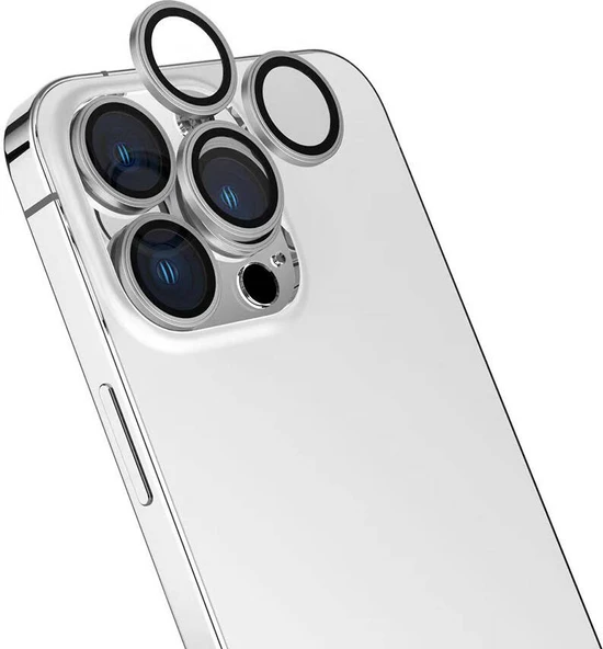 Apple iPhone 16 Pro Max Mnc Cl-15 Parmak Izi Bırakmayan Anti-Reflective Kamera Lens Koruyucu-Gümüş ürün görseli 1
