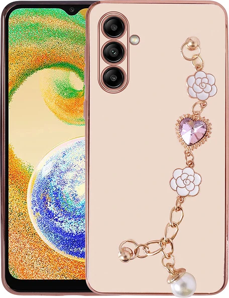 Galaxy A04S Kılıf El Tutamaçlı Kamera Korumalı Mnc Taka Silikon Kapak-Pembe ürün görseli 1