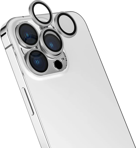 iPhone 15 Pro Uyumlu Mnc Cl-13 Kamera Lens Koruyucu-Gümüş ürün görseli 1