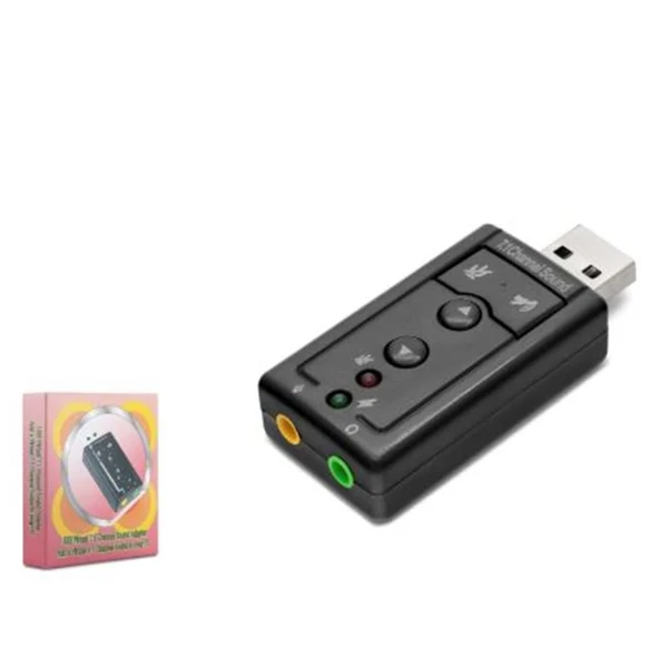HADRON HDX5255 USB Harici Ses Kartı 7.1 Tuş Kontrollü Siyah ürün görseli 1
