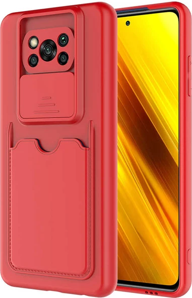 Xiaomi Poco X3 Kılıf ​mnc Kartix Kapak-Kırmızı ürün görseli 1