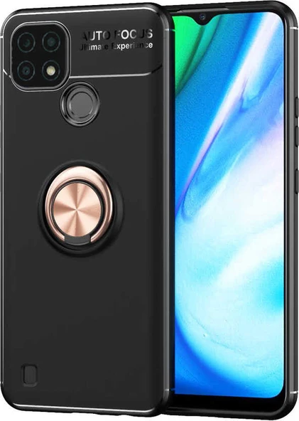 Realme C21 Kılıf Mnc Ravel Silikon Kapak-Siyah-Rose Gold ürün görseli 1