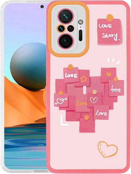 Xiaomi Redmi Note 10 Pro Kılıf Mnc M-Fit Desenli Kapak-Love Story No2 ürün görseli 1