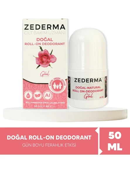 Zederma Doğal Roll-On Deodorant Gül ürün görseli 1
