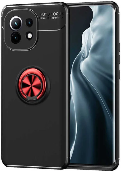 Xiaomi Mi 11 Kılıf Mnc Ravel Silikon Kapak-Siyah-Kırmızı ürün görseli 1