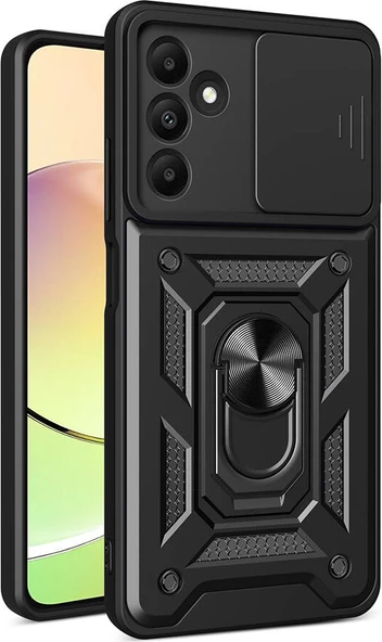 Galaxy A15 Kılıf Magnetik Standlı Kamera Korumalı Mnc Sürgülü Vega Kapak-Siyah ürün görseli 1