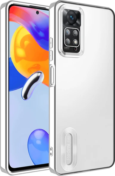 Xiaomi Redmi Note 11 Pro 5g Kılıf Kamera Korumalı Logo Gösteren Mnc Omega Kapak-Gümüş ürün görseli 1