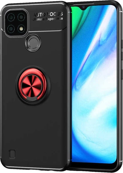 Realme C25 Kılıf Mnc Ravel Silikon Kapak-Siyah-Kırmızı ürün görseli 1