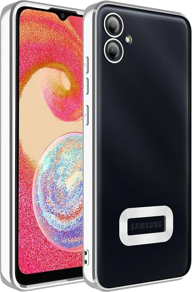 Galaxy A04E Kılıf Kamera Korumalı Logo Gösteren Mnc Omega Kapak-Gümüş ürün görseli 1