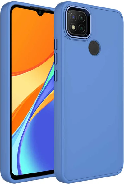 Xiaomi Redmi 9c Kılıf Metal Çerçeve ve Buton Tasarımlı Silikon Mnc Luna Kapak-Lavendery Gray ürün görseli 1