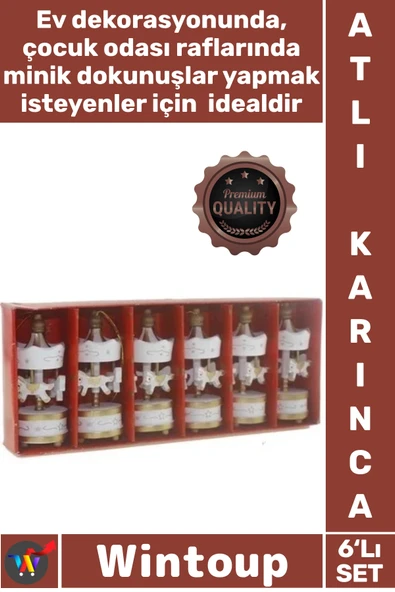 #AtlıKarınca Hediyelik Dekoratif Süsleme Bebek Şekeri Mevlüt Obje 6'lı Gold Beyaz Ufak Atlı Karınca ürün görseli 1