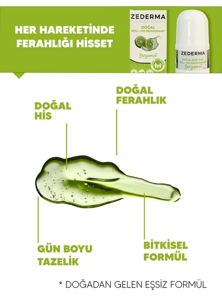 Zederma Doğal Roll-On Deodorant Bergamot - Resim 2
