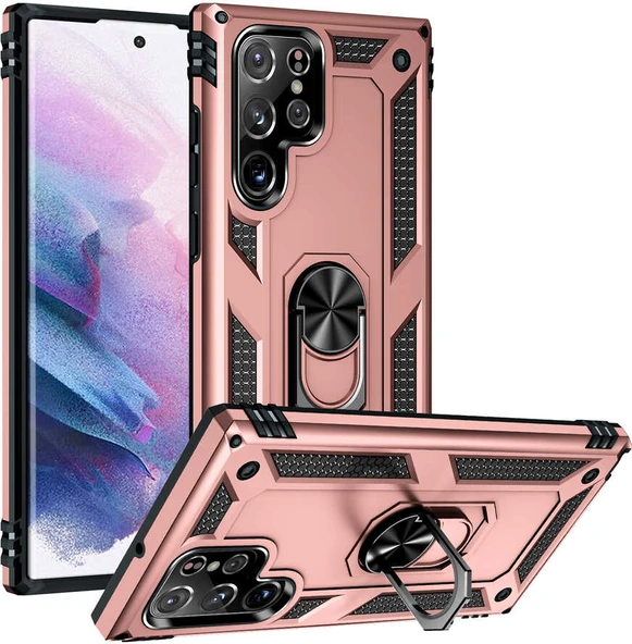 Galaxy S22 Ultra Kılıf Mnc Vega Kapak-Rose Gold ürün görseli 1