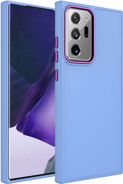 Galaxy Note 20 Ultra Kılıf Metal Çerçeve ve Buton Tasarımlı Silikon Mnc Luna Kapak-Lila ürün görseli 1