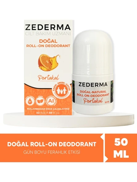 Zederma Doğal Roll-On Deodorant Portakal ürün görseli 1