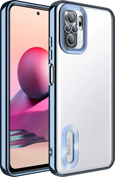 Xiaomi Redmi Note 10S Kılıf Kamera Korumalı Logo Gösteren Mnc Omega Kapak-Sierra Mavi ürün görseli 1